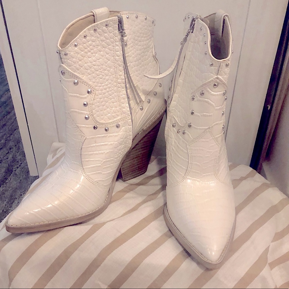 Sam Edelman Leather Croc Studded Boots